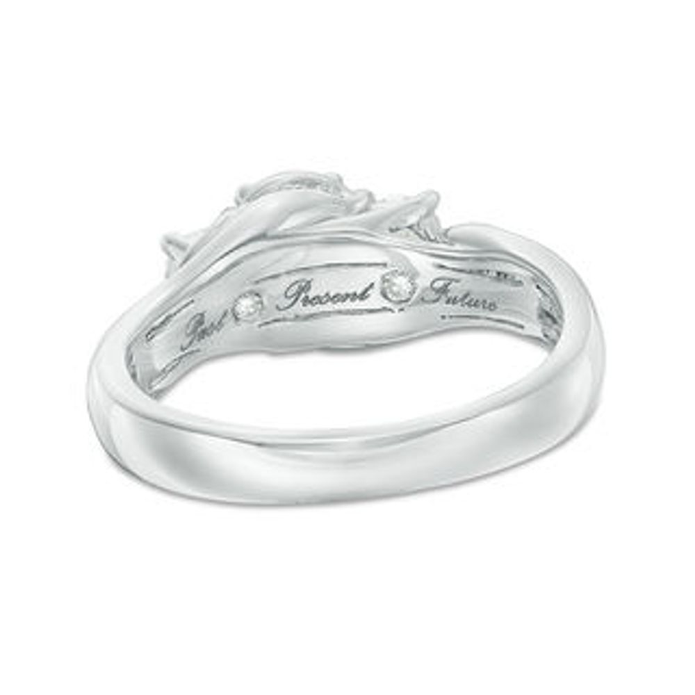 1.00 CT. T.W. Diamond Three Stone Crown Engagement Ring in 14K White Gold|Peoples Jewellers