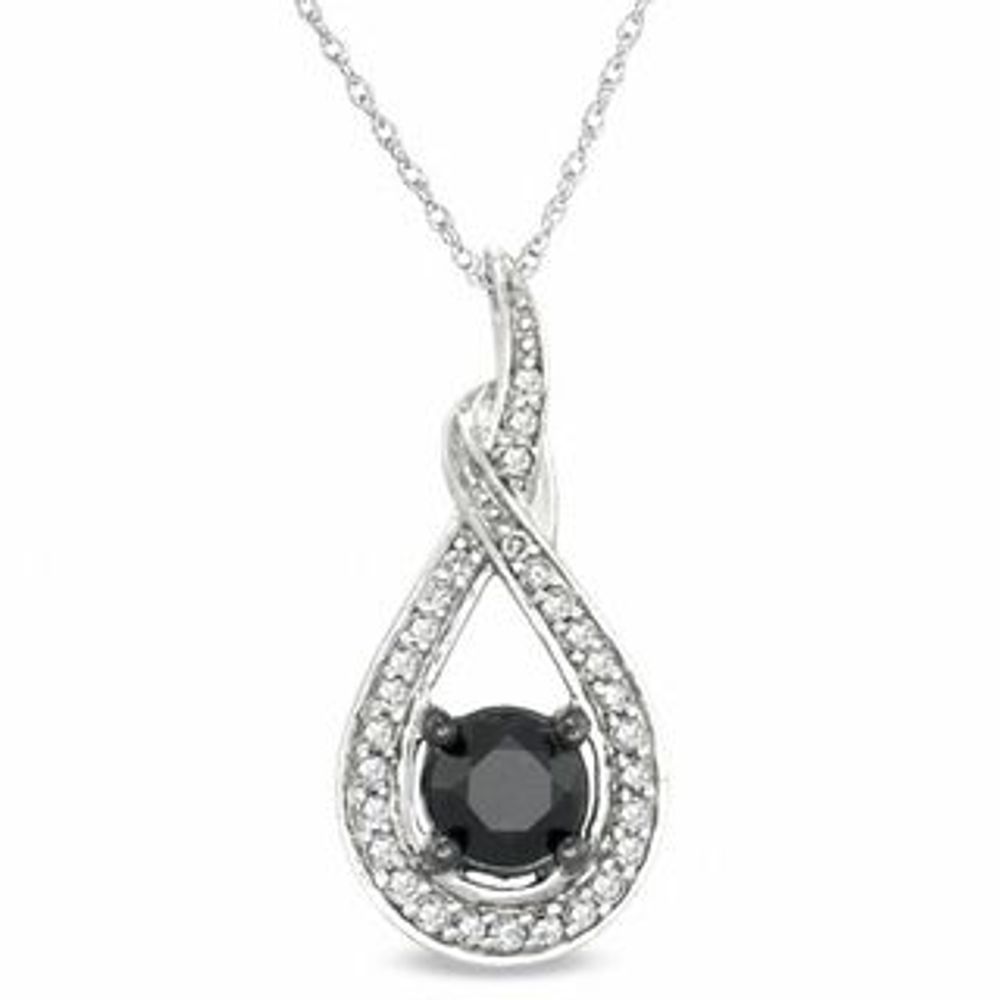 1.00 CT. T.W. Enhanced Black and White Diamond Drop Pendant in 10K White Gold|Peoples Jewellers