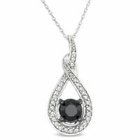 1.00 CT. T.W. Enhanced Black and White Diamond Drop Pendant in 10K White Gold|Peoples Jewellers
