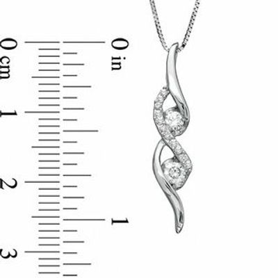 Sirena™ 0.25 CT. T.W. Diamond Two Stone Swirl Pendant in 14K White Gold|Peoples Jewellers