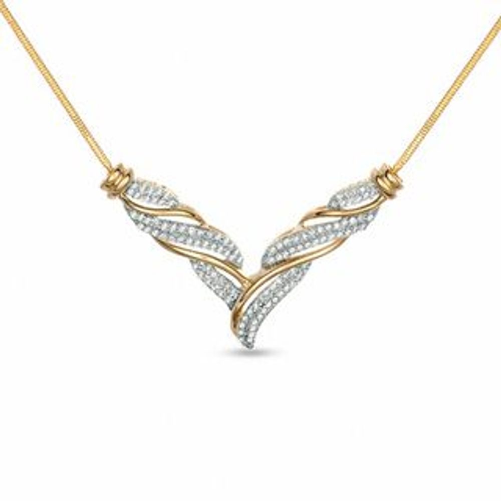 1.00 CT. T.W. Diamond Chevron Necklace in 10K Gold - 16"|Peoples Jewellers