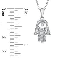 0.09 CT. T.W. Diamond Hamsa with Evil Eye Pendant in Sterling Silver|Peoples Jewellers