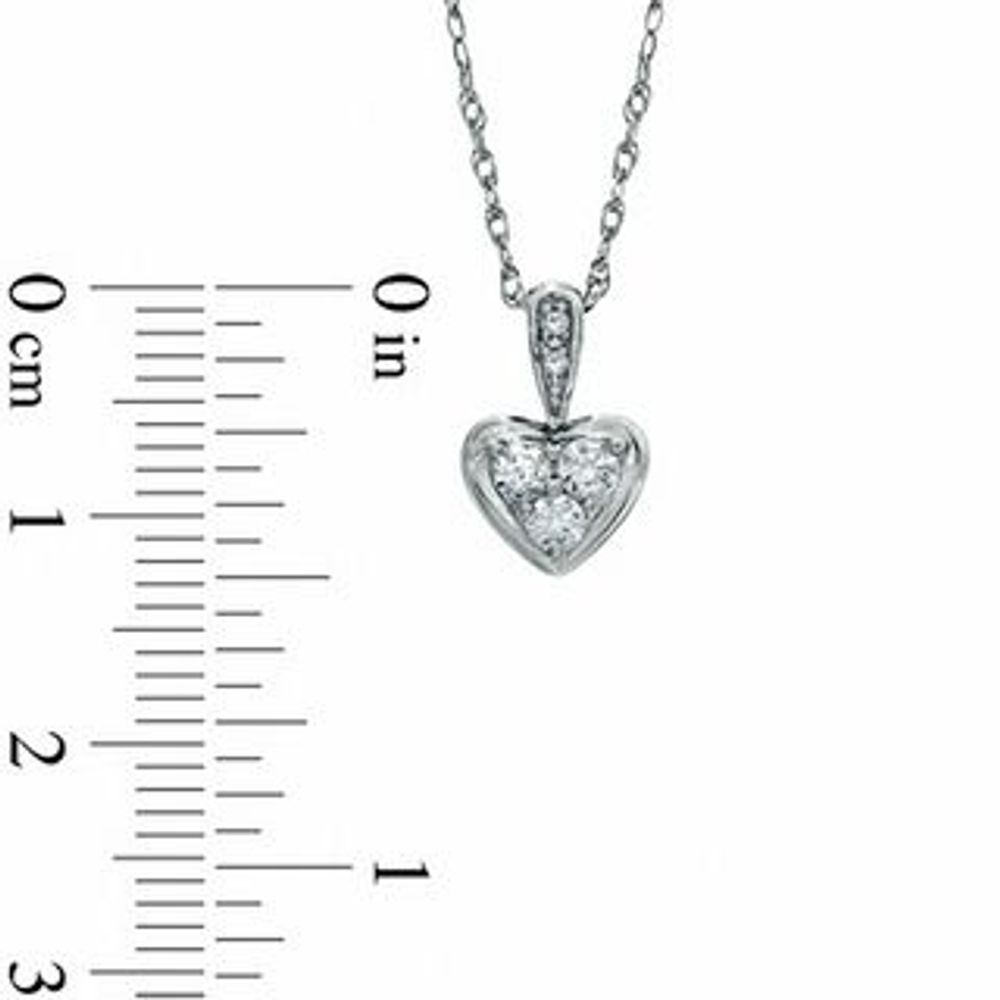 0.20 CT. T.W. Diamond Three Stone Heart Pendant in 10K White Gold|Peoples Jewellers