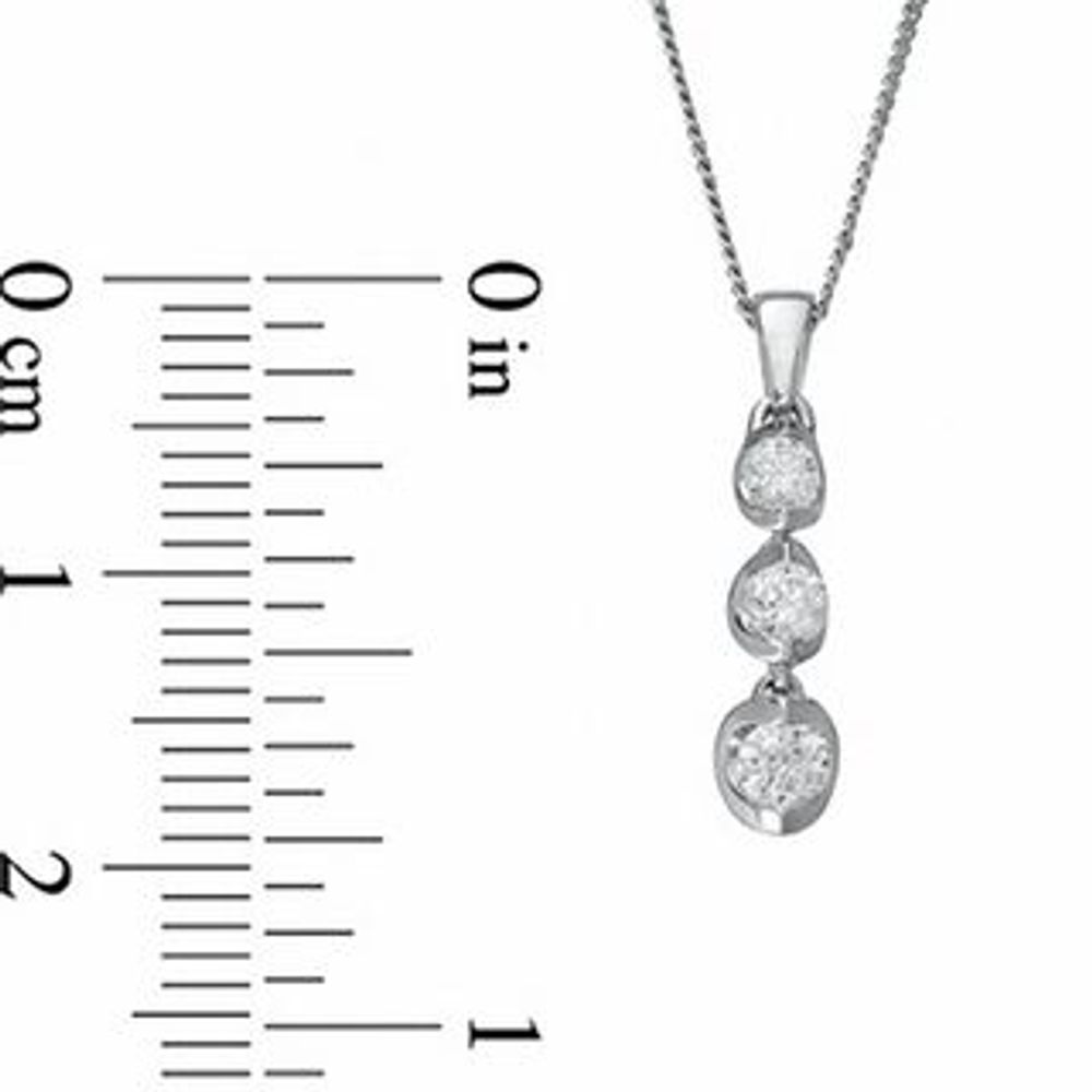 0.25 CT. T.W. Certified Canadian Diamond Three Stone Pendant in 14K White Gold (I/I2) - 17''|Peoples Jewellers