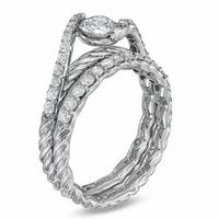 Sirena™ 1.00 CT. T.W. Diamond Bypass Bridal Set in 14K White Gold|Peoples Jewellers