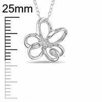 Diamond Accent Open Flower Pendant in Sterling Silver|Peoples Jewellers