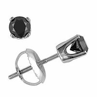 CT. T.W. Black Diamond Stud Earrings in 14K White Gold|Peoples Jewellers