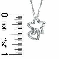 0.20 CT. T.W. Diamond Heart and Star Pendant in Sterling Silver|Peoples Jewellers