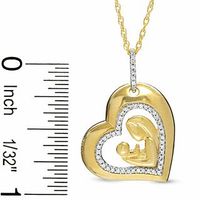 0.16 CT. T.W. Diamond Motherly Love Heart Pendant in Sterling Silver with 18K Gold Plate|Peoples Jewellers