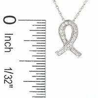 0.10 CT. T.W. Diamond Breast Cancer Awareness Ribbon Pendant in 10K White Gold|Peoples Jewellers