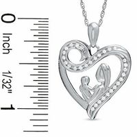 0.10 CT. T.W. Diamond Motherly Love Swirl Heart Pendant in Sterling Silver|Peoples Jewellers