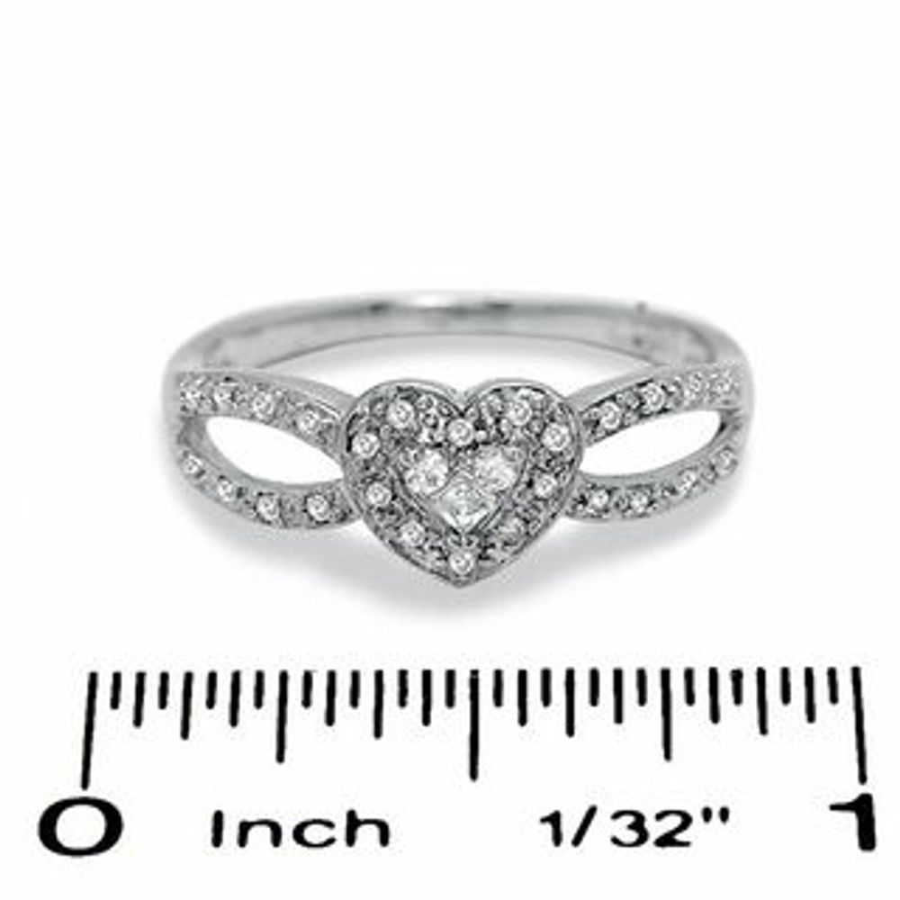 0.16 CT. T.W. Diamond Heart Split Shank Promise Ring in 10K White Gold|Peoples Jewellers