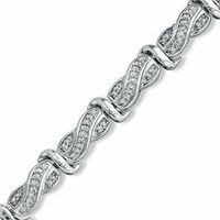 1.00 CT. T.W. Princess-Cut Diamond Swirl Line Bracelet in Sterling Silver|Peoples Jewellers