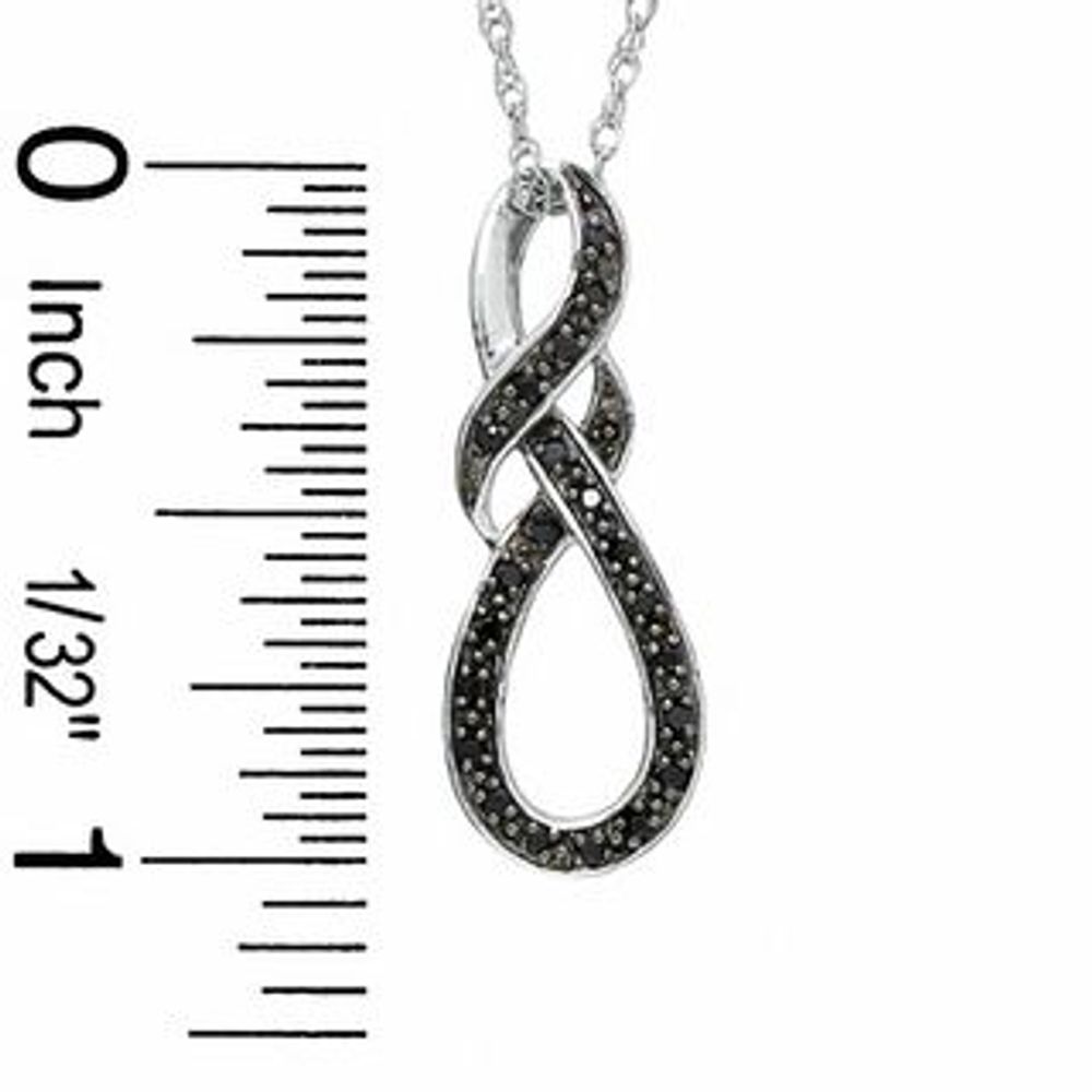 Black Diamond Accent Swirled Knot Pendant in Sterling Silver|Peoples Jewellers