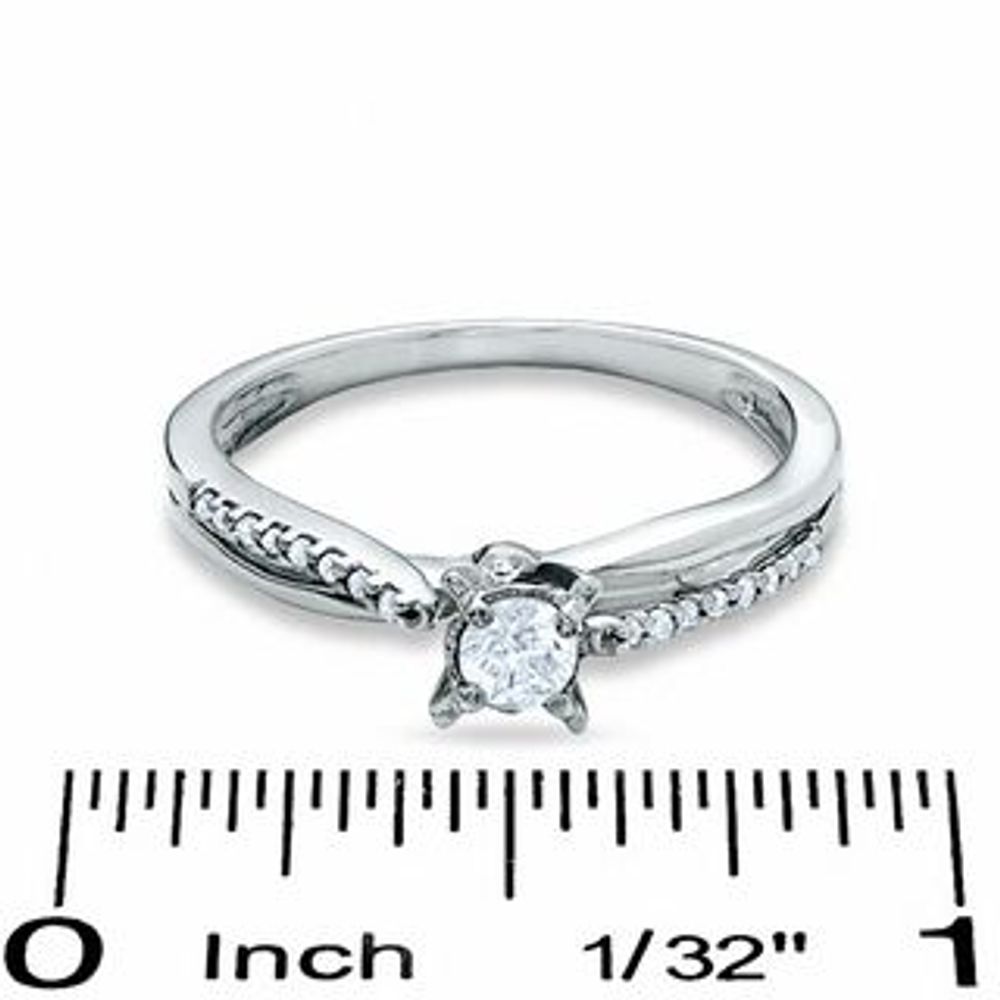 0.25 CT. T.W. Diamond Crisscross Promise Ring in 10K White Gold|Peoples Jewellers