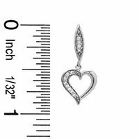 0.10 CT. T.W. Diamond Heart Drop Earrings in 10K White Gold|Peoples Jewellers