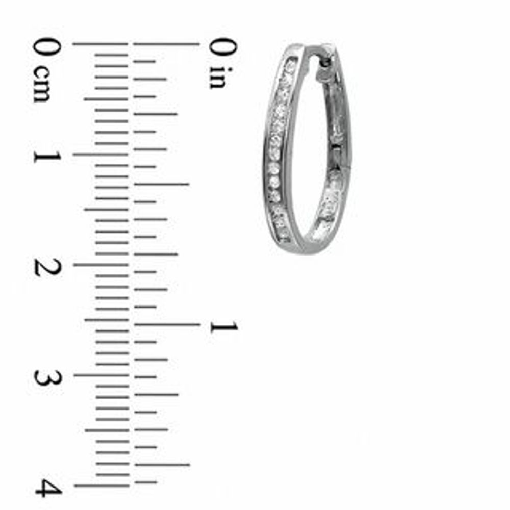 0.18 CT. T.W. Diamond Hoop Earrings in Sterling Silver|Peoples Jewellers