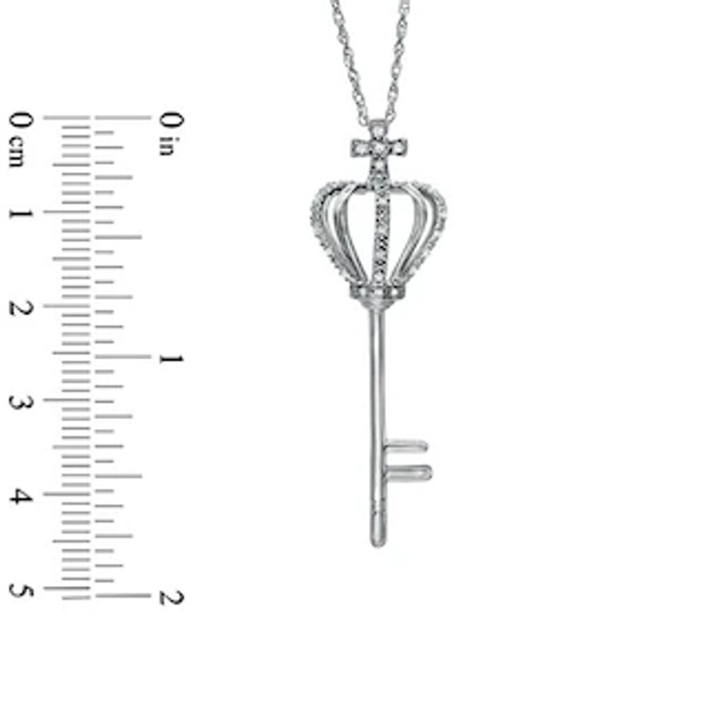 0.12 CT. T.W. Diamond Crown Key with Cross Pendant in Sterling Silver|Peoples Jewellers