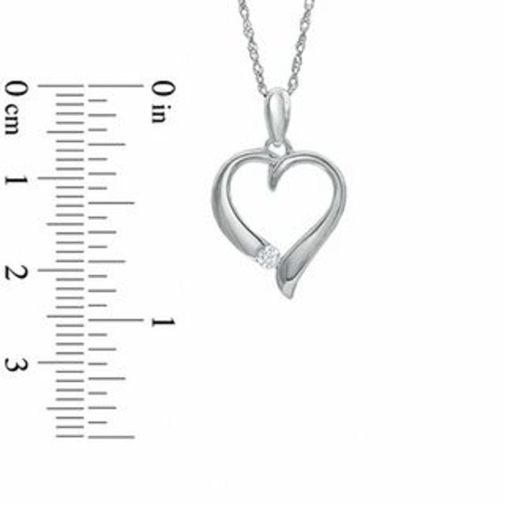 Diamond Accent Polished Heart Pendant in Sterling Silver|Peoples Jewellers