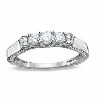 0.50 CT. T.W. Diamond Three Stone Band in 10K White Gold|Peoples Jewellers
