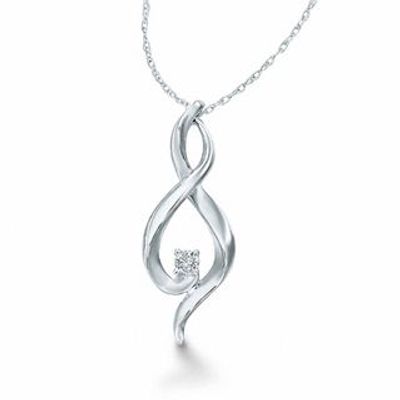 0.07 CT. Diamond Solitaire Flame Pendant in 10K White Gold|Peoples Jewellers