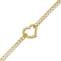 Double Rolo Chain Bracelet with Heart Accent in 10K Gold|Peoples Jewellers