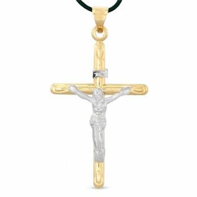 Men's Crucifix Charm in 10K Two-Tone Gold|Peoples Jewellers