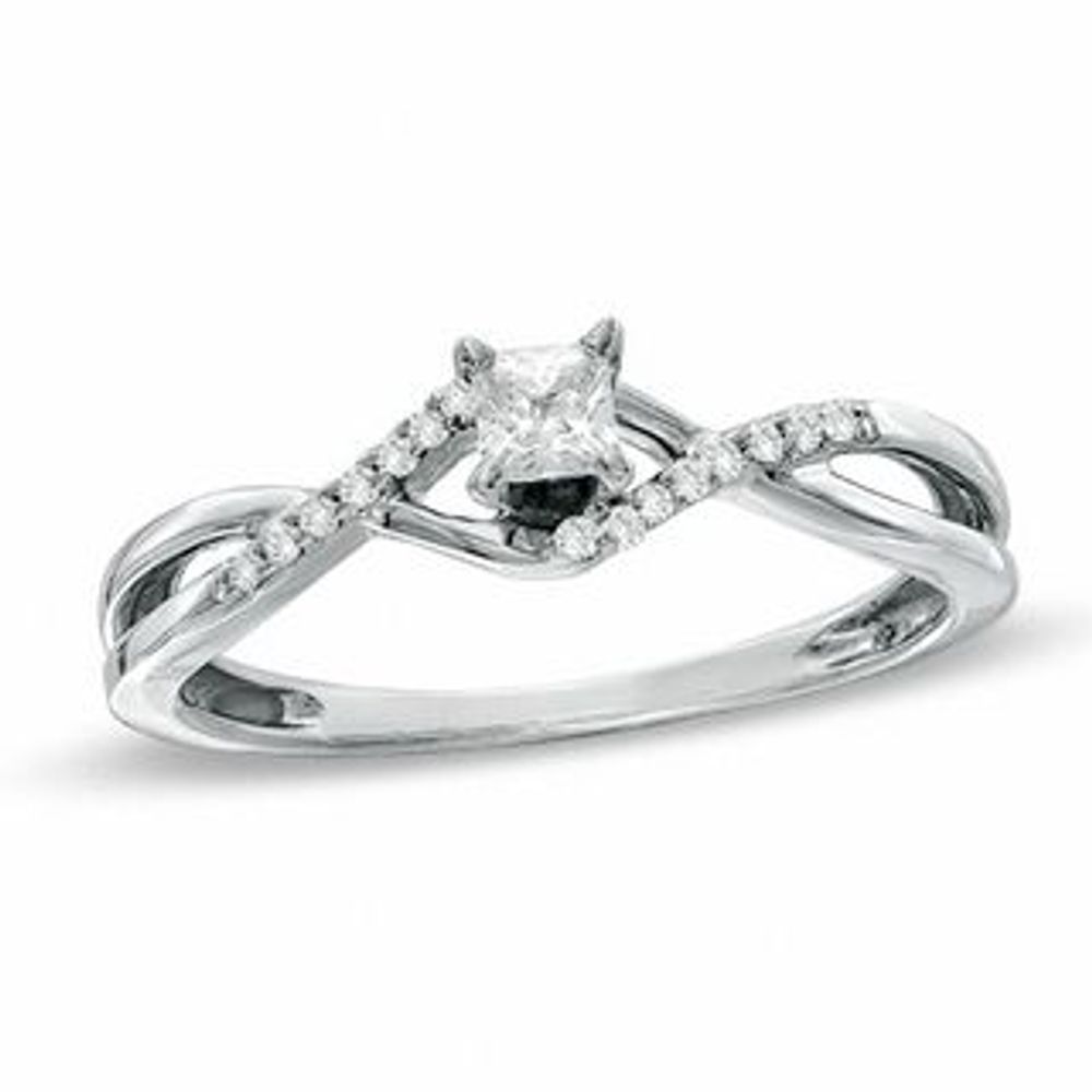 0.16 CT. T.W. Princess-Cut Diamond Twine Shank Ring in 10K White Gold|Peoples Jewellers