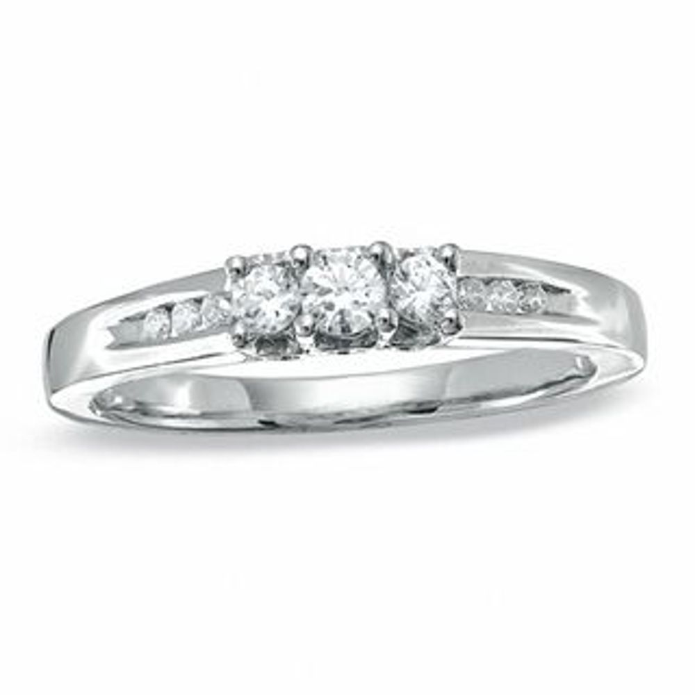0.25 CT. T.W. Diamond Three Stone Ring in 10K White Gold|Peoples Jewellers