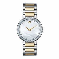 Ladies' Movado Concerto Diamond Accent Two-Tone Stainless Steel Watch with Mother-of-Pearl Dial (Model: 0606470)|Peoples Jewellers