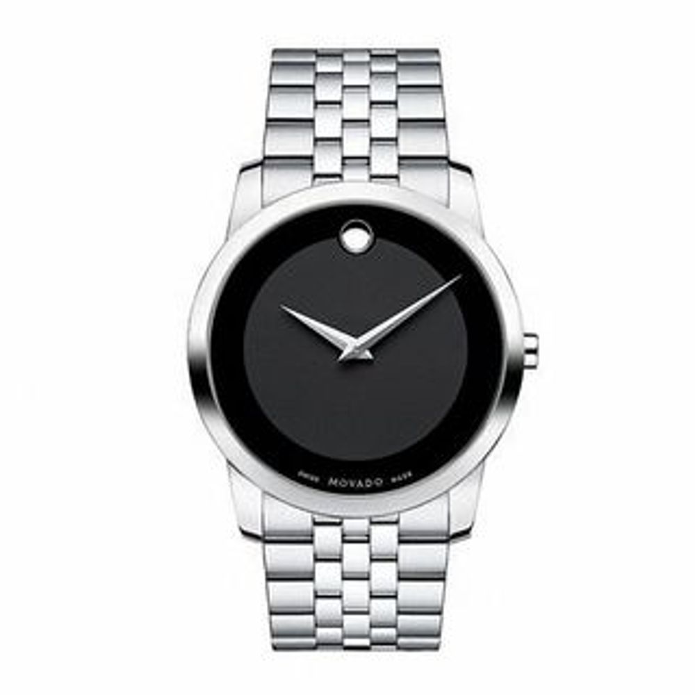 Men's Movado Stainless Steel Watch with Black Museum Dial (Model: 0606504)|Peoples Jewellers