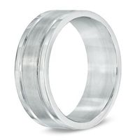 Men's 8.0mm Groove Wedding Band in Stainless Steel - Size 9|Peoples Jewellers