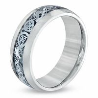 Men's 8.0mm Scrolled Wedding Band in Stainless Steel - Size 9|Peoples Jewellers