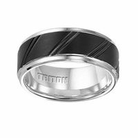 Triton Men's 9.0mm Comfort Fit Two-Tone Tungsten Slant Wedding Band - Size 10|Peoples Jewellers