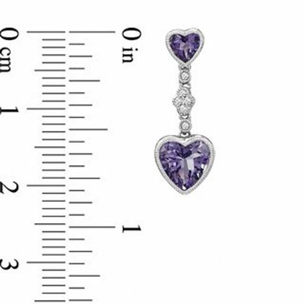 Heart-Shaped Amethyst and Lab-Created White Sapphire Pendant and Earrings Set in Sterling Silver|Peoples Jewellers