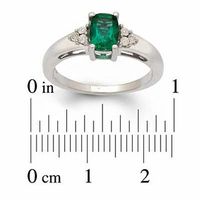 Emerald-Cut Lab-Created Emerald and Diamond Accent Pendant, Ring and Earrings Set in Sterling Silver - Size 7|Peoples Jewellers