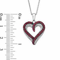 Lab-Created Ruby and Diamond Accent Heart Pendant in Sterling Silver|Peoples Jewellers