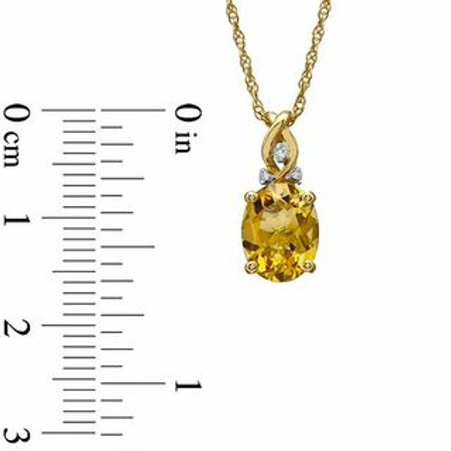 Oval Citrine and Diamond Accent Twist Pendant and Ring Set in Sterling Silver with 14K Gold Plate - Size 7|Peoples Jewellers