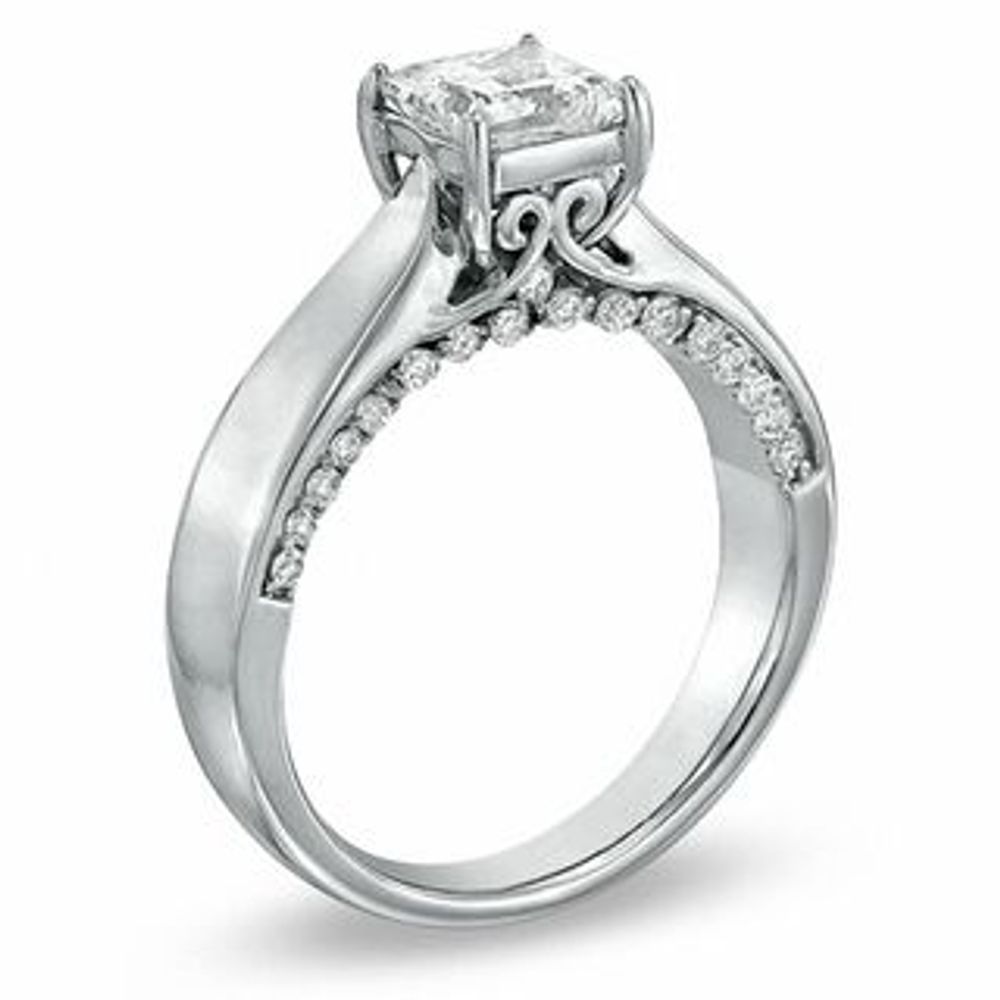 1.20 CT. T.W. Certified Princess-Cut Diamond Engagement Ring in 14K White Gold (J/I2)|Peoples Jewellers