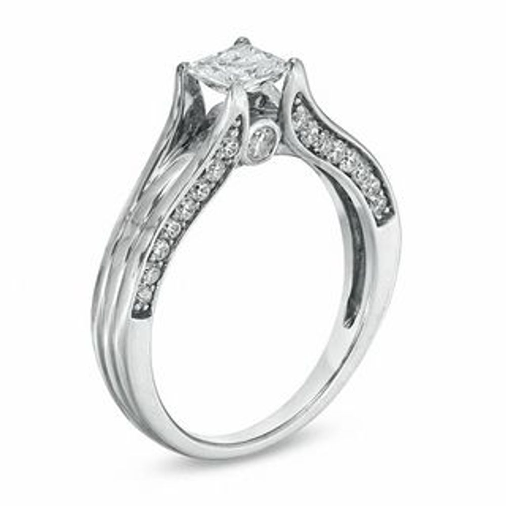 1.00 CT. T.W. Certified Princess-Cut Canadian Diamond Engagement Ring in 14K White Gold (I/I1)|Peoples Jewellers