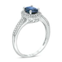 Blue Sapphire and 0.28 CT. T.W. Diamond Engagement Ring in 10K White Gold|Peoples Jewellers