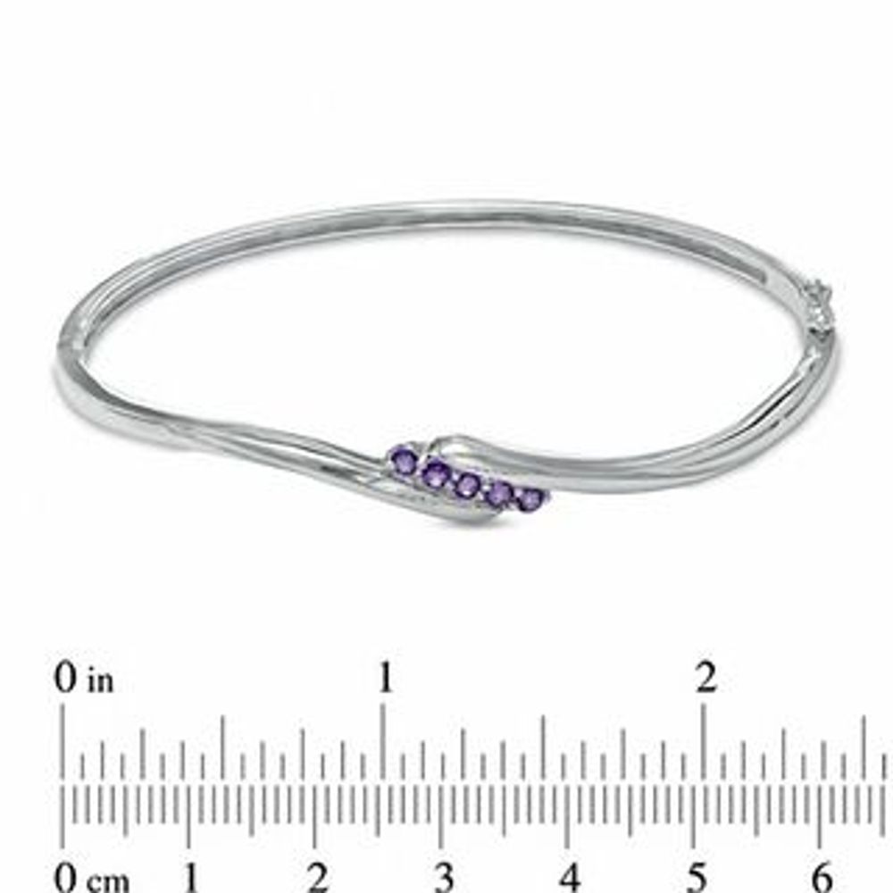 Amethyst Bypass Bangle in Sterling Silver|Peoples Jewellers