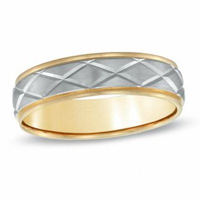 Men's 6.0mm Comfort Fit Wedding Band in 10K Two-Tone Gold - Size 10|Peoples Jewellers