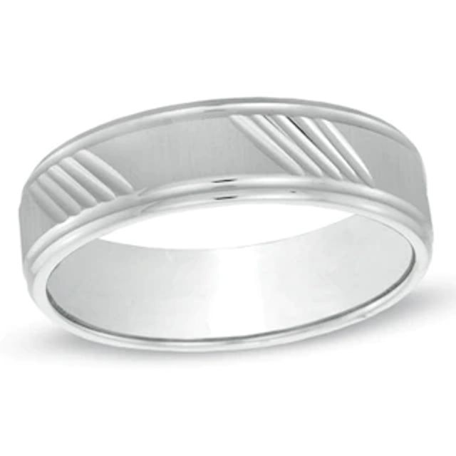 Men's 8.0mm Double Groove Comfort-Fit Wedding Band in Black