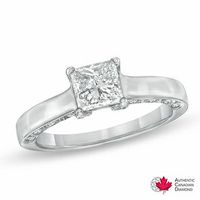 1.20 CT. T.W. Certified Princess-Cut Diamond Engagement Ring in 14K White Gold (J/I2)|Peoples Jewellers