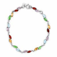 Marquise Multi-Gemstone Bracelet in Sterling Silver|Peoples Jewellers