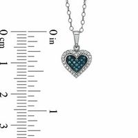 0.13 CT. T.W. Enhanced Blue and White Diamond Heart Frame Pendant in Sterling Silver|Peoples Jewellers