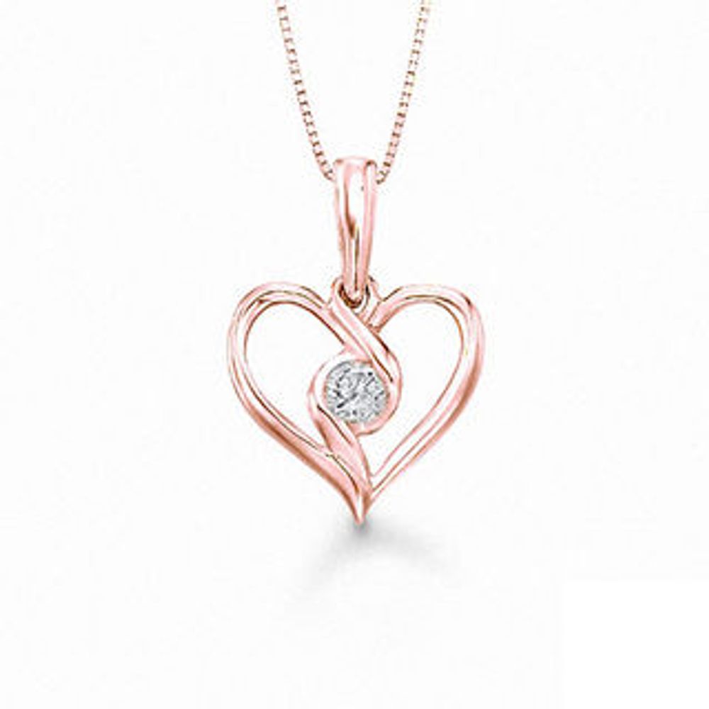 Sirena™ 0.10 CT. Diamond Solitaire Heart Pendant in 10K Rose Gold|Peoples Jewellers