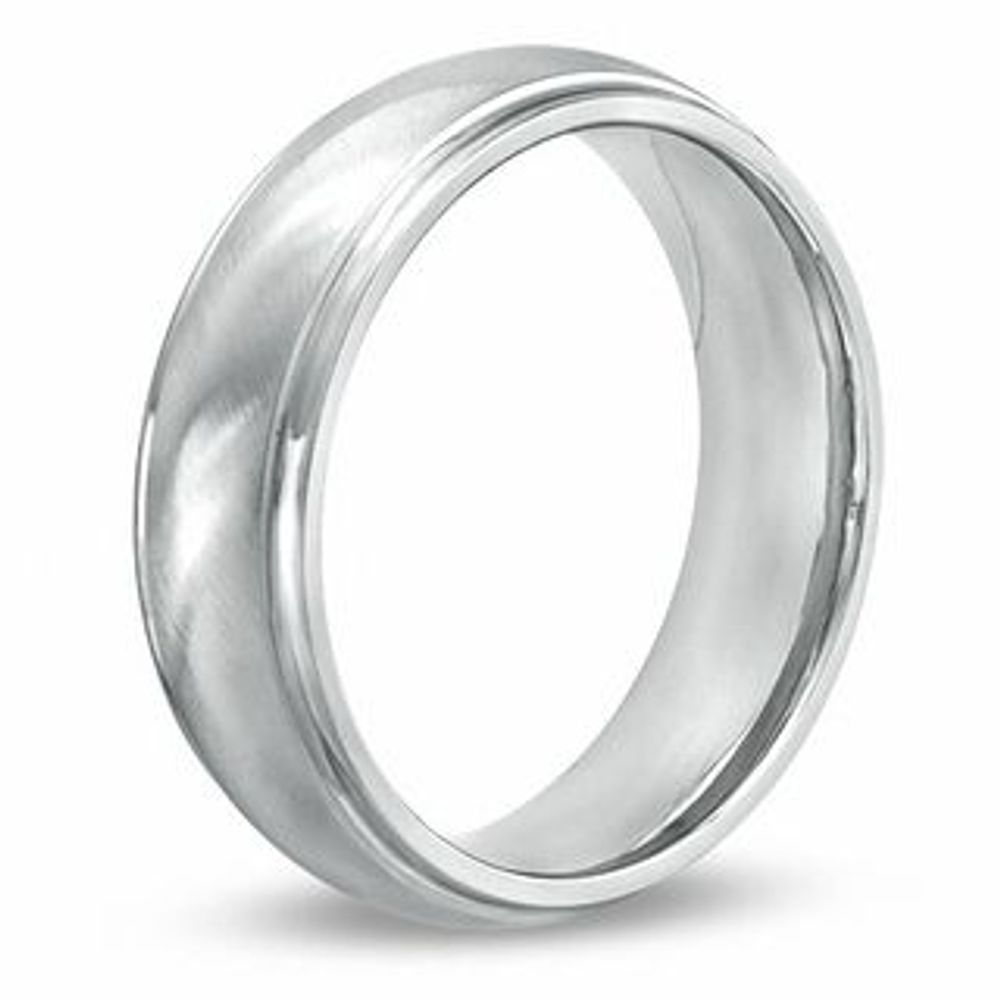 Men's 7.0mm Comfort Fit Angled Satin Finish Cobalt Wedding Band - Size 10|Peoples Jewellers