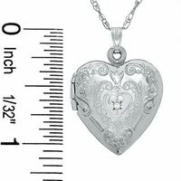 Diamond Accent Floral Heart Locket in 10K White Gold|Peoples Jewellers